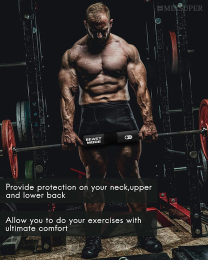 Squat Pad Barbell Pad for Hip Thrust, Shoulder&Neck Support Weight Bar Pad for Olympic or Standard Bars with Straps